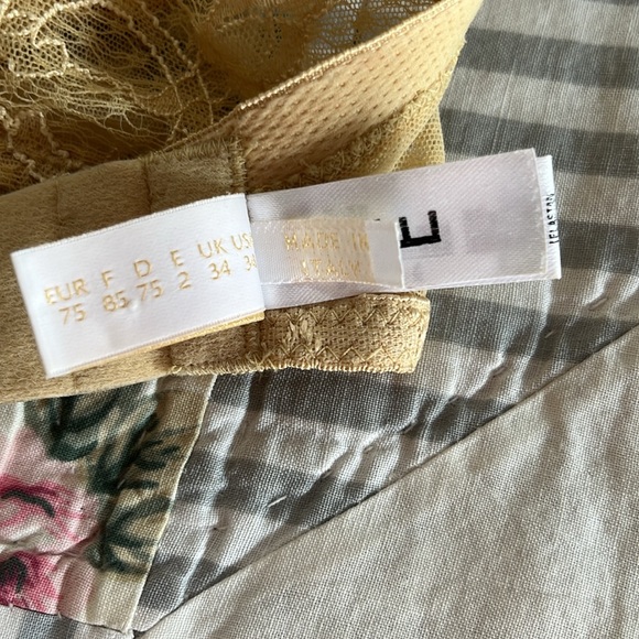 LA PERLA 34 DD-E YELLOW GOLDISH LACE BRA - Picture 6 of 9